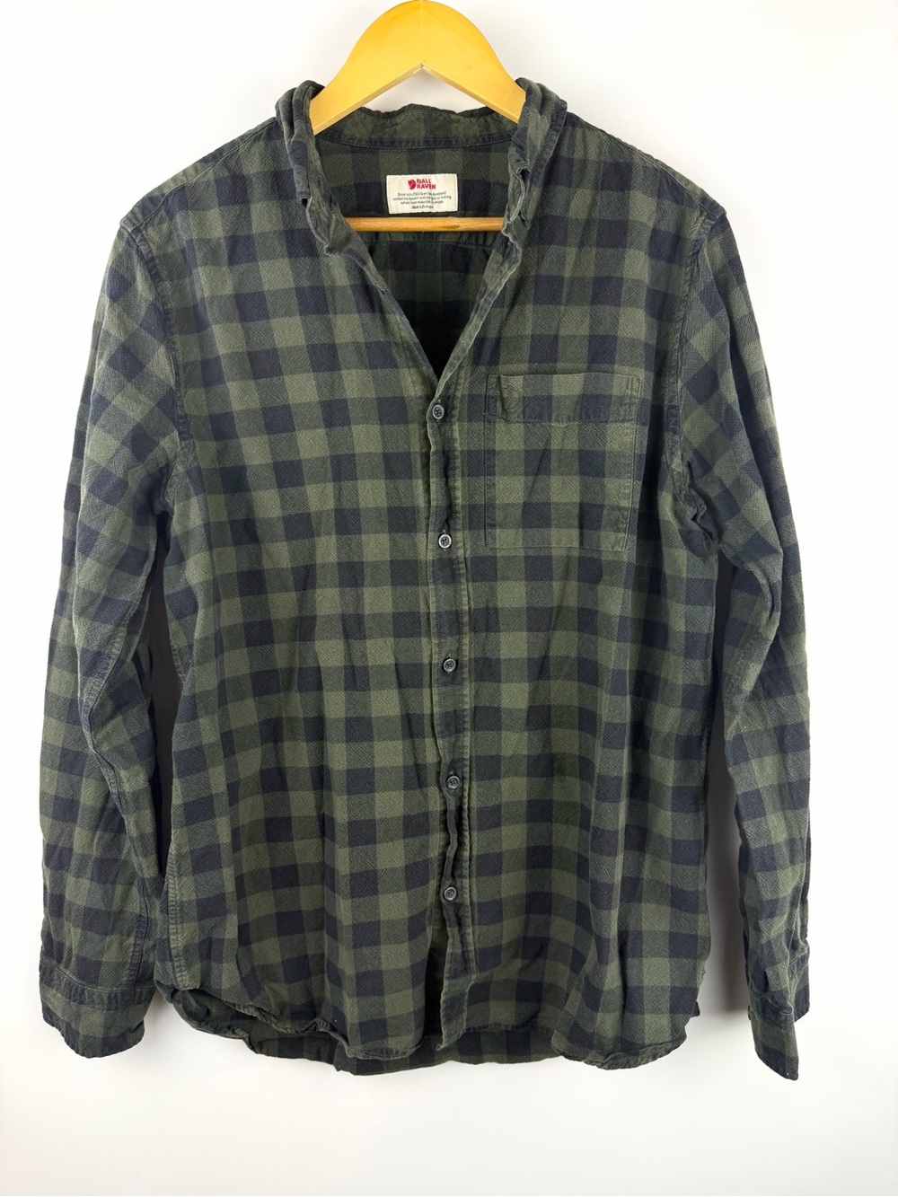 Gorpcore Flannel Fjallraven Ovik Check Shirt Green Buffalo Plaid Men’s XL